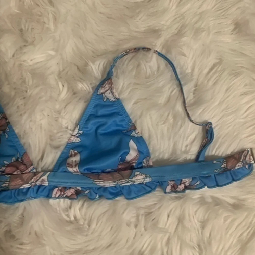 Nasty Gal Blue Floral Ruffle Bikini‎ Set Size Small